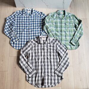 Lucky Brand Plaid Shirts 3 Mens L Western Snap Button Long Sleeve Classic Fit